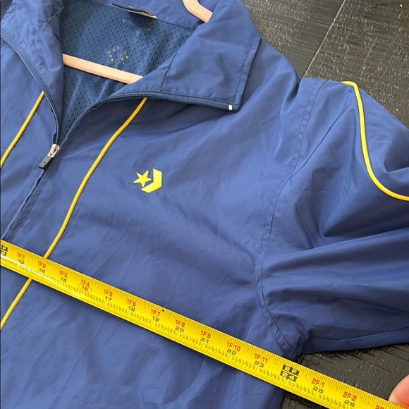Vintage Converse All Star Zip Up Windbreaker Jacket Blue Yellow size XL - Picture 10 of 11